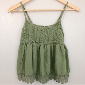 ASOS Green Lace Ruffled tank top size 0